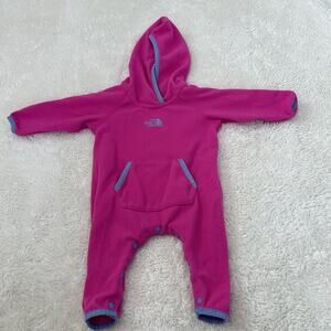 North Face Girls Glacier One-Piece Pink Fleece 0-3M Cozy Girly Preppy Casual